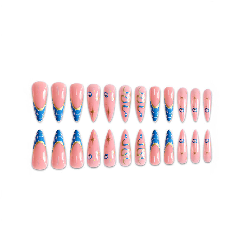 Artistic Stiletto Press-On Nails with Unique Design Acalora