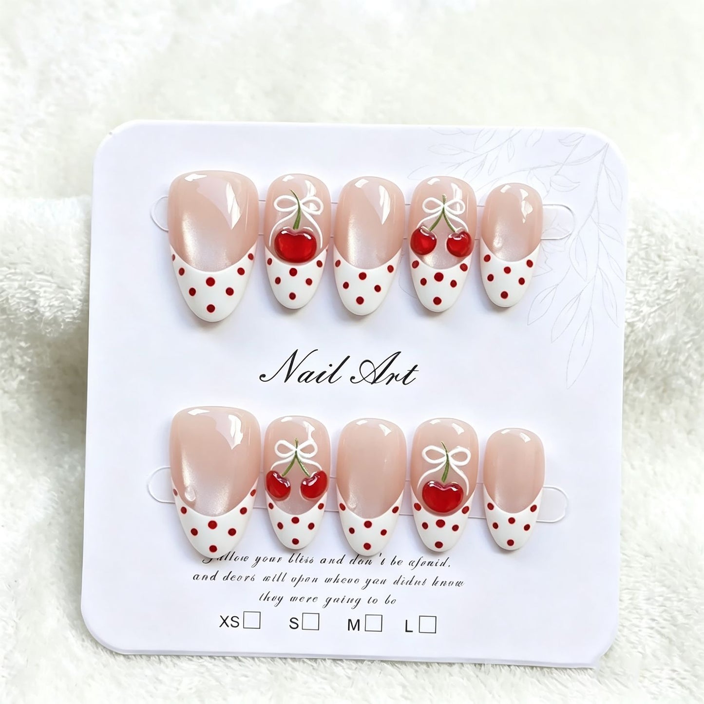 Charming Cherry-Themed Press-On Nail Set Acalora