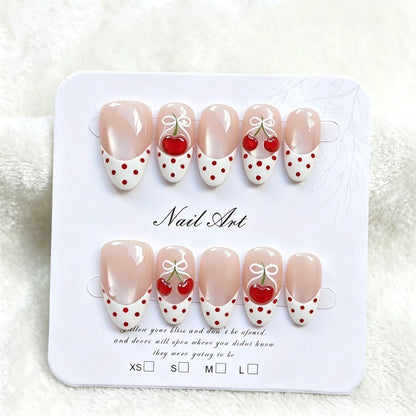 Charming Cherry-Themed Press-On Nail Set Acalora