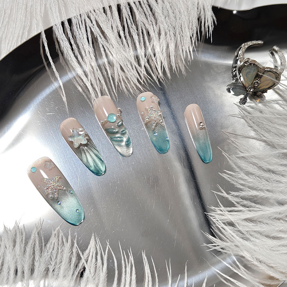 Artificial nails in elegant ocean design Acalora