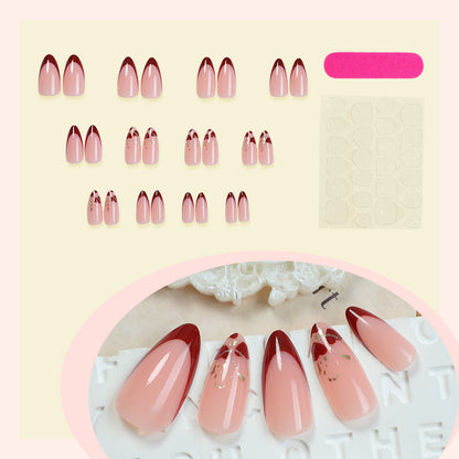Elegant Stiletto Press-On Nail Set with Decorative Gold Accents Acalora