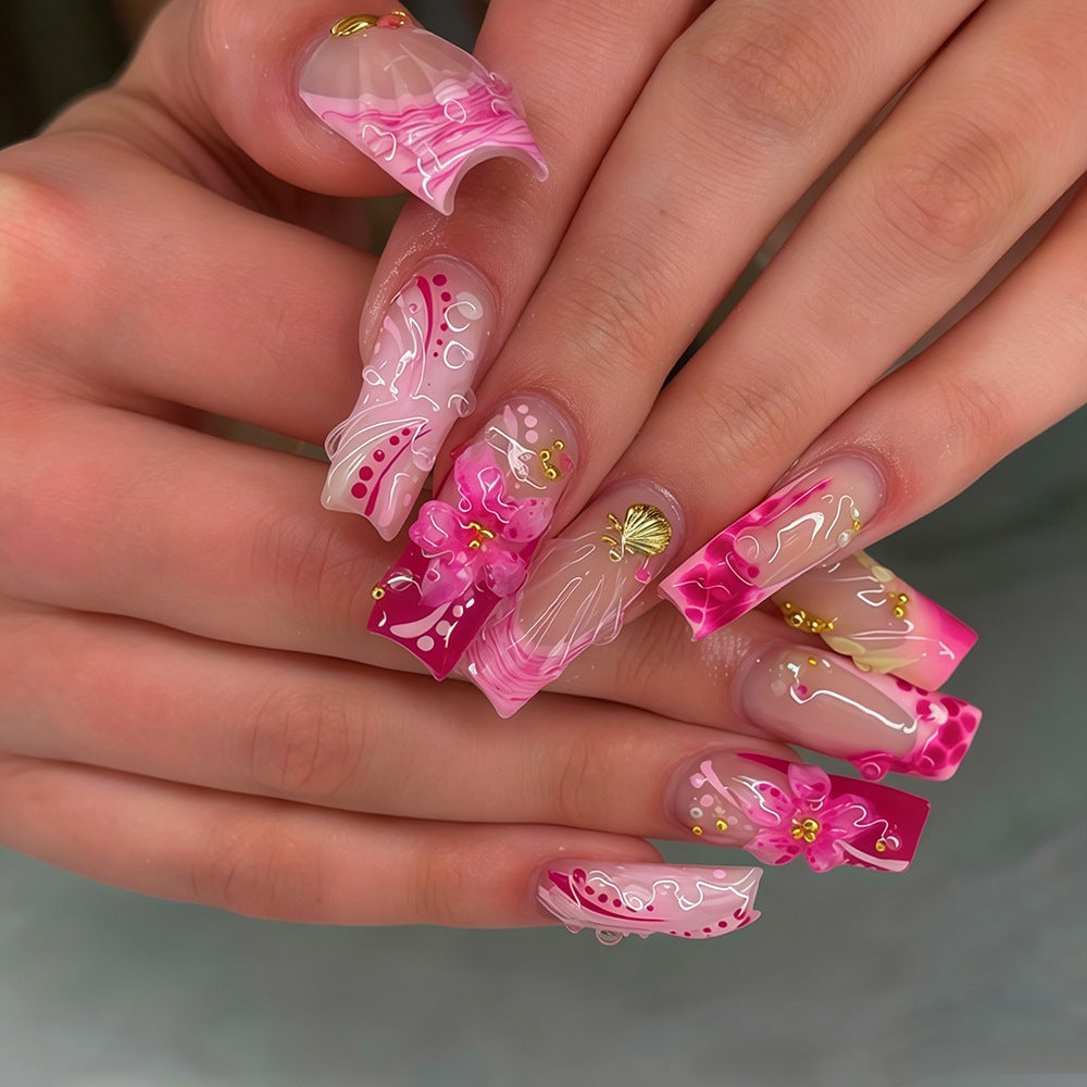 Artistic Decorated Press-On Nail Set Acalora
