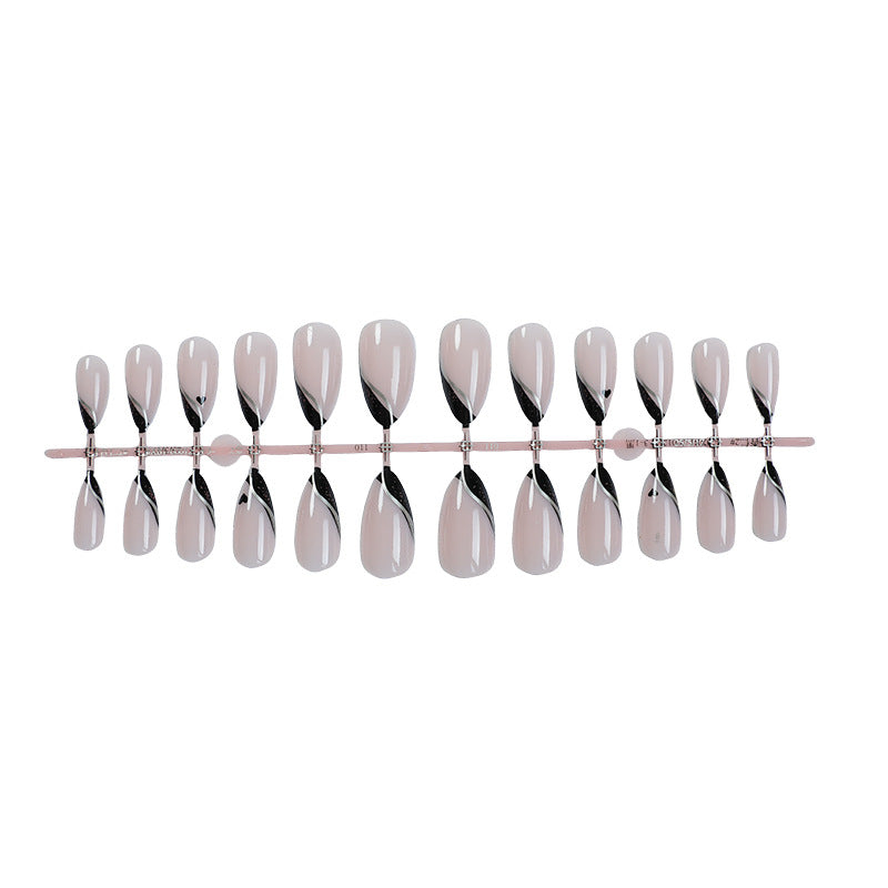 Premium Decorative Press-On Nail Set with Elegant French Design Acalora