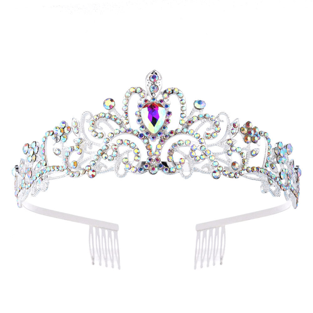 Ladies' Sparkling Crystal Tiara with filigree design wreath