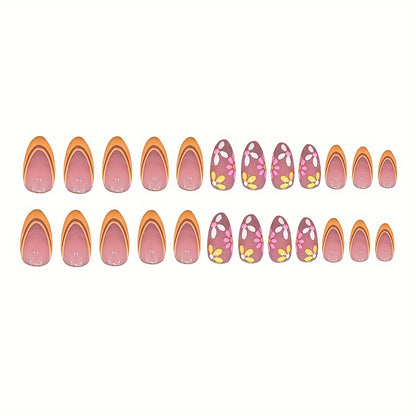 Decorative Floral Themed Press-On Nails Acalora