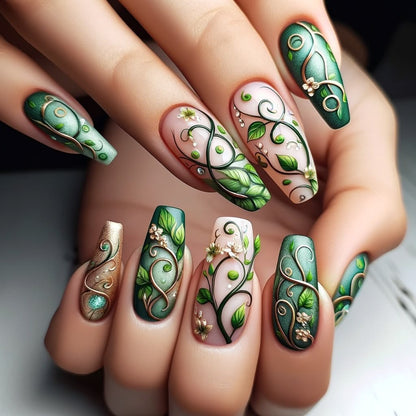 Artificial Nails Set with Floral Designs Acalora