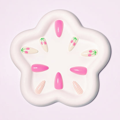 Artistic Cherry-Themed Nail Art Acalora
