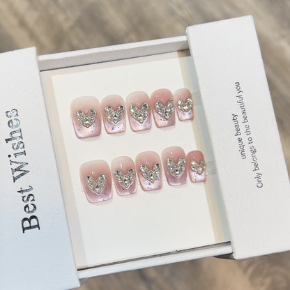Glamorous Heart-Accent Press-On Nail Set Acalora