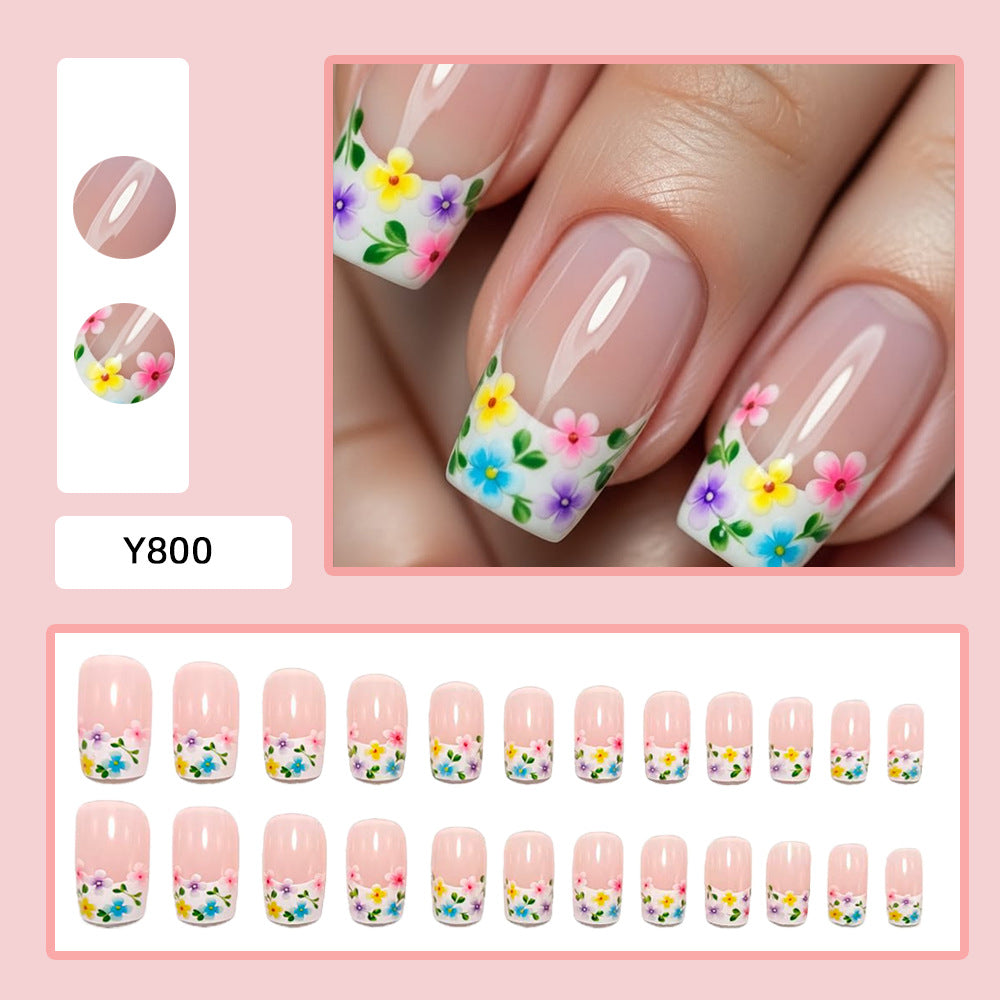 Artificial nails with floral designs and high-gloss finish Acalora