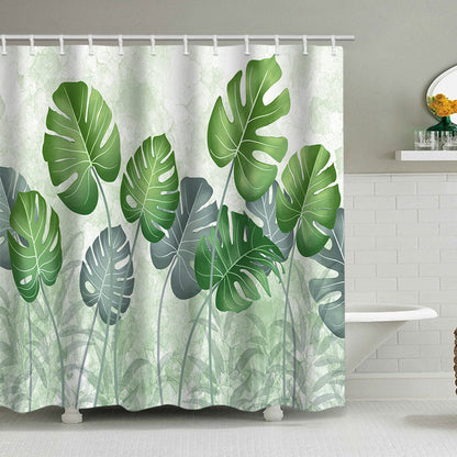 Tropical Leaf Print Shower Curtain