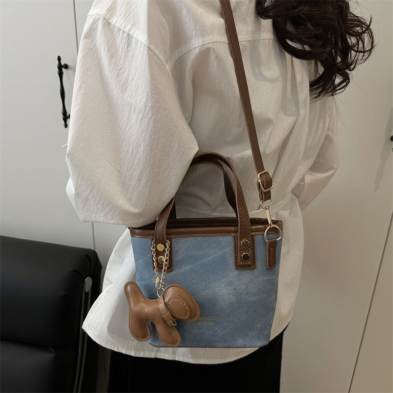 Playful Denim Mini Handheld Tote Bag Acalora
