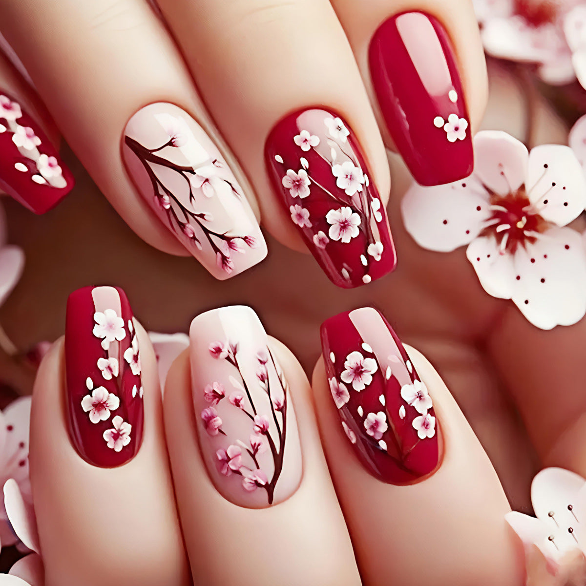 Elegant Floral Detail Nail Art Acalora