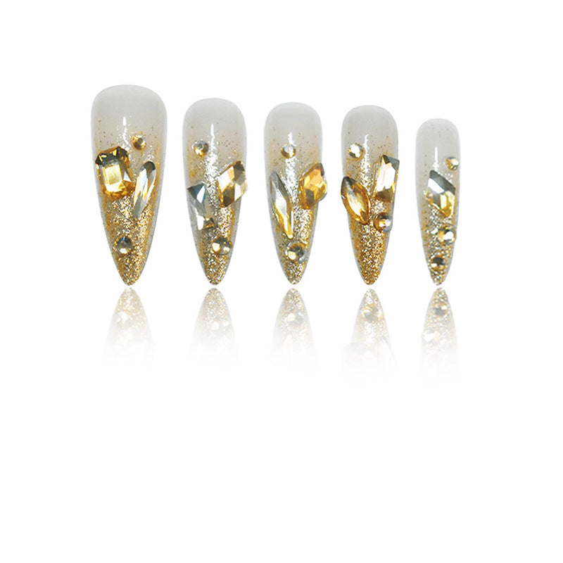 Glamorous Stiletto Press-On Nails with Glitter Accents Acalora