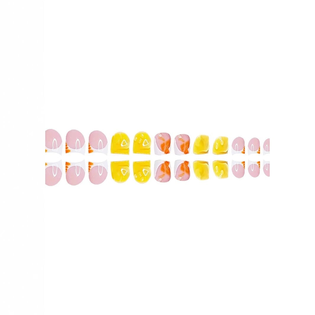 Decorative Floral Print Press-On Nails Acalora