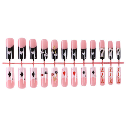 Stylish Playing Card Themed Press-On Nails Acalora