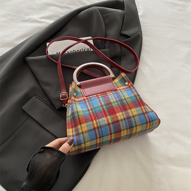 Plaid Structured Mini Handbag Acalora