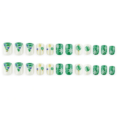 Artificial Nail Set with Festive Winter Design Acalora