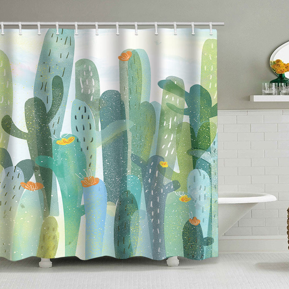 Cactus Garden-Themed Shower Curtain