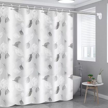 Elegant Leaf Print Bathroom Shower Curtain