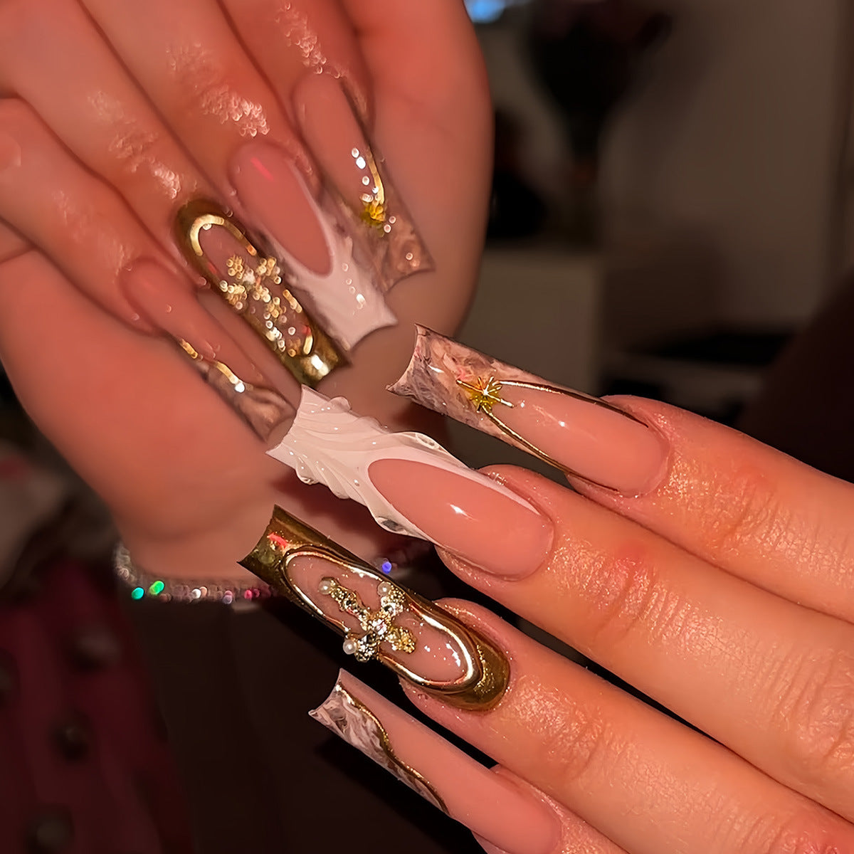 Decorative Long Press-On Nail Art Acalora