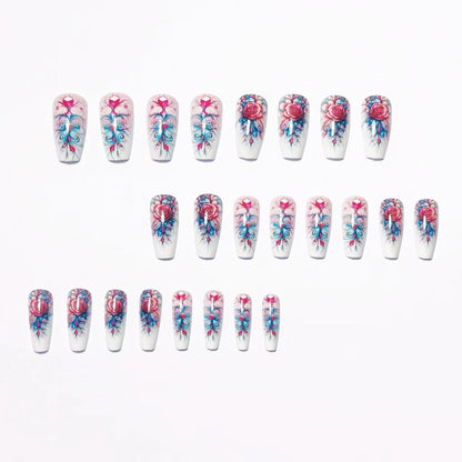 Artistic Floral Acrylic Nail Art Acalora