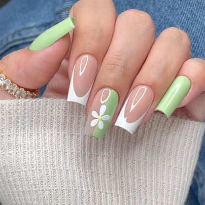 Decorative Floral Press-On Nail Art Set with 3D Flower Accents Acalora