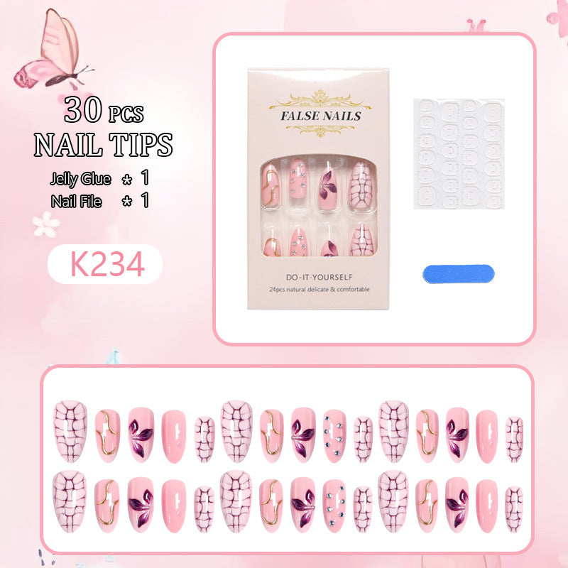 Acrylic nail set with glamorous design and sparkling accents Acalora