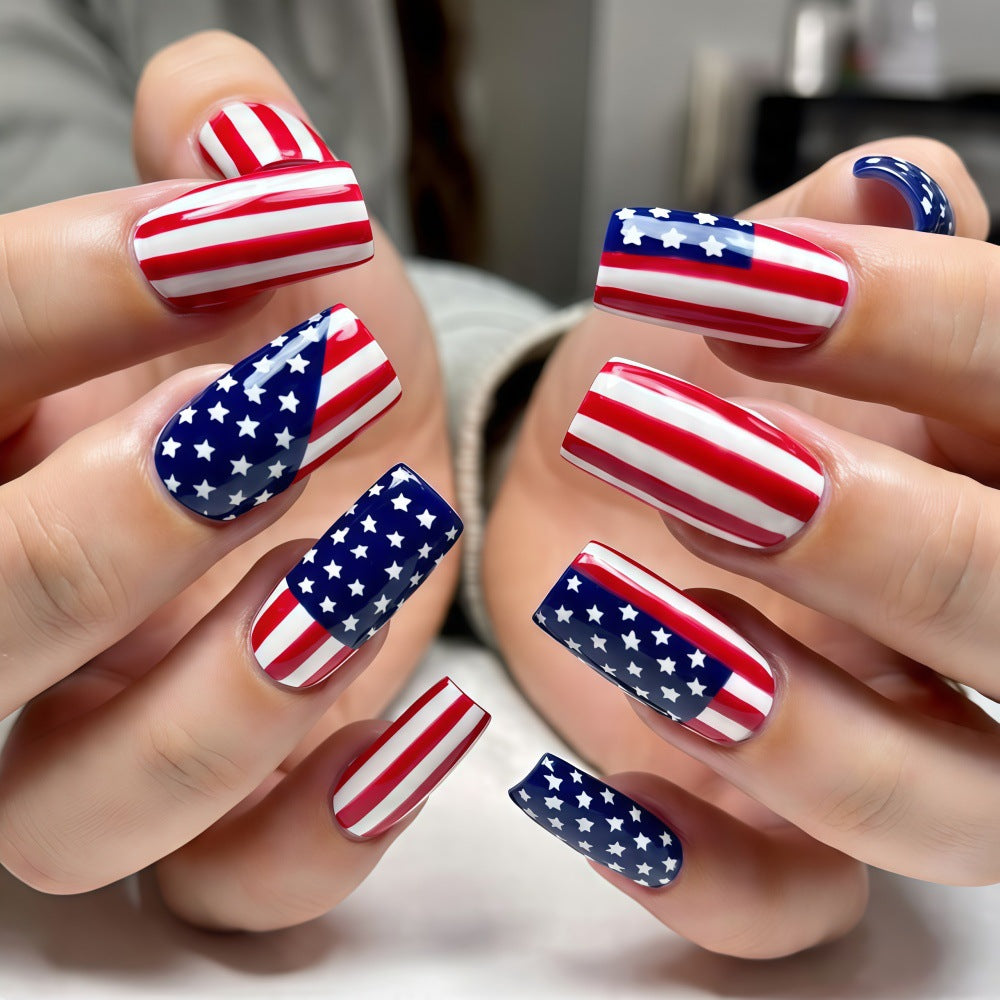 Artificial nails with American flag design Acalora