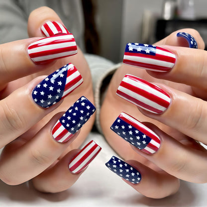 Artificial nails with American flag design Acalora