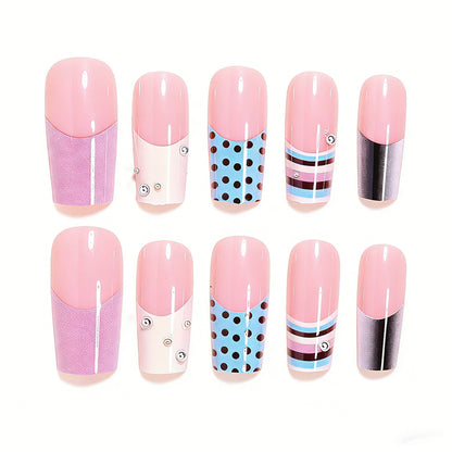 Decorative Press-On Nail Art with Intricate Patterns Acalora