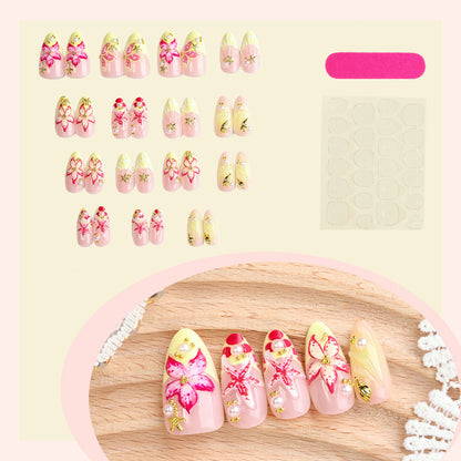 Artistic Floral Designed Press-On Nails Acalora