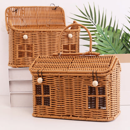 Charming Woven Storage Basket with Lid Acalora