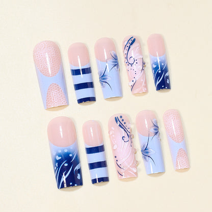 Artistic Nail Design Set with Ocean-Inspired Accents Acalora
