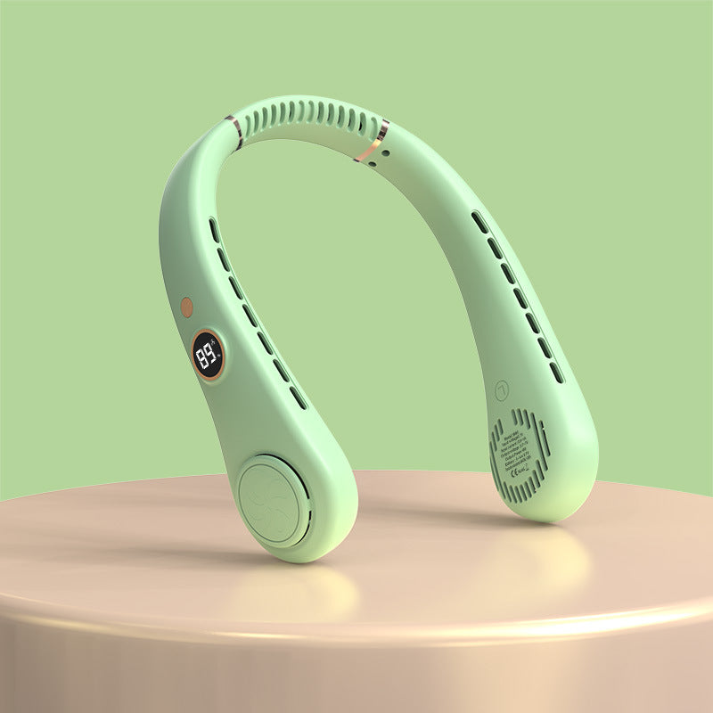 Women's Portable Neck Fan with Temperature Display Bowlift