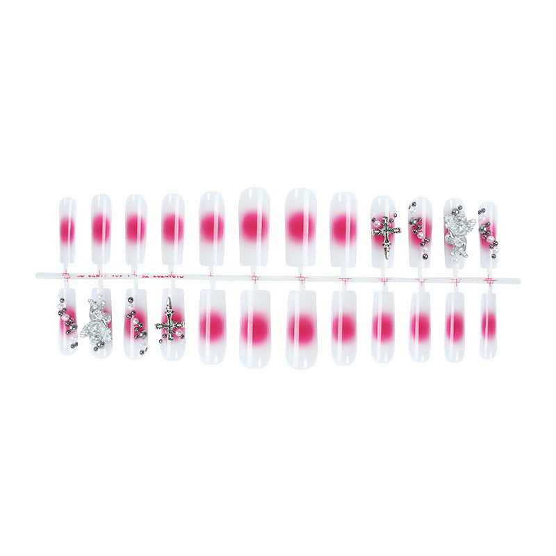 Decorative Nail Art Press-On Nails Set with Elegant Gem Accents Acalora