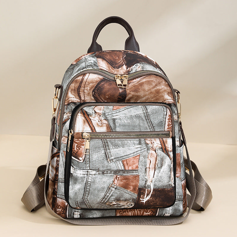 Stylish Denim Pattern Backpack Acalora