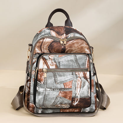 Stylish Denim Pattern Backpack Acalora