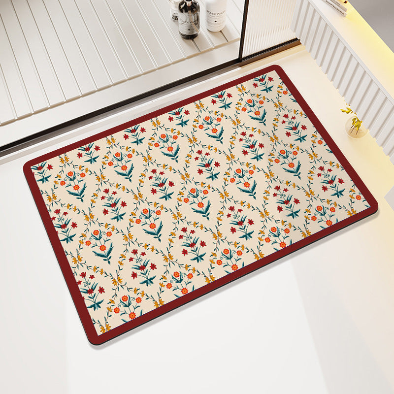 Vintage Floral Pattern Bath Mat Acalora