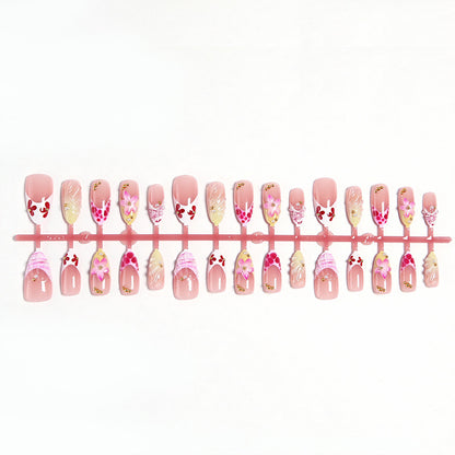 Artificial Nail Set with Floral and Glamorous Decorations Acalora