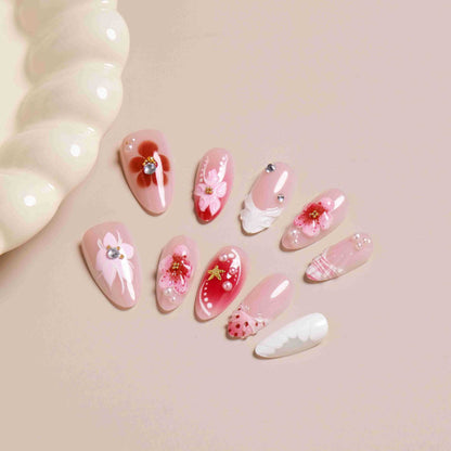 Elegant Floral Design Press-On Nail Set Acalora