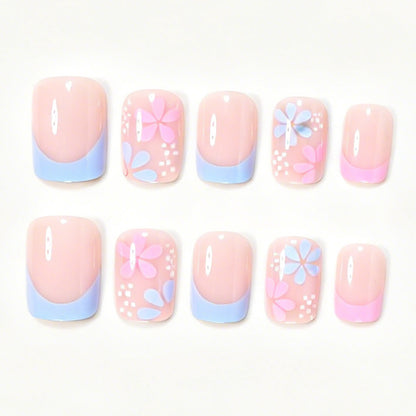 Artistic Floral Press-On Nail Tips Acalora