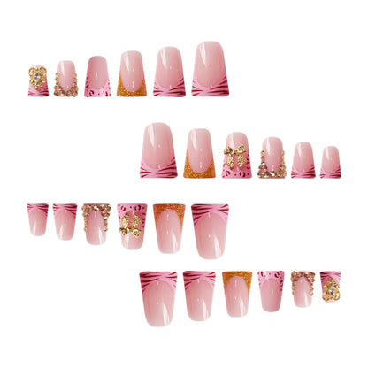 Decorative 3D Floral Press-On Nails with Gem Accents Acalora