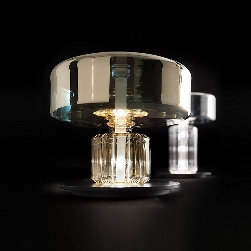 Modern Glass Table Lamp with Sculptural Design