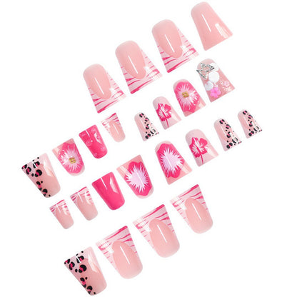 Floral-Decorated Press-On Nail Set Acalora