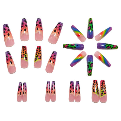 Creative leopard and heart design artificial nails Acalora