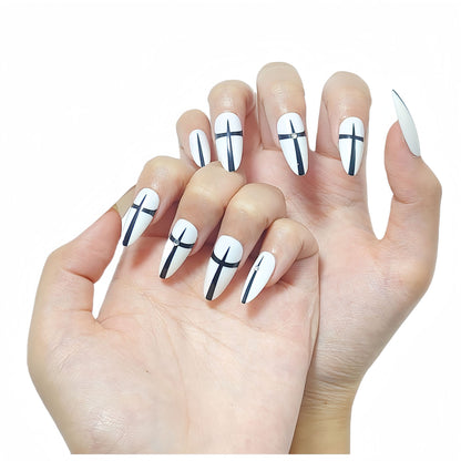 Artificial nails in a playful flower design with glittering accents Acalora