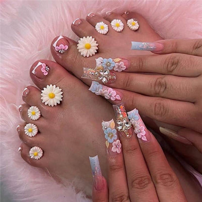 Artistic Floral Press-On Nail Art Acalora