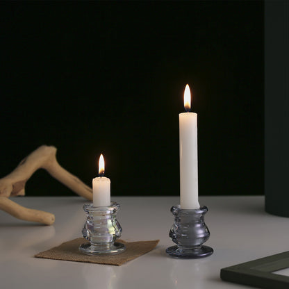 Handblown Smoky Glass Taper and Short Pillar Candle Holder Acalora
