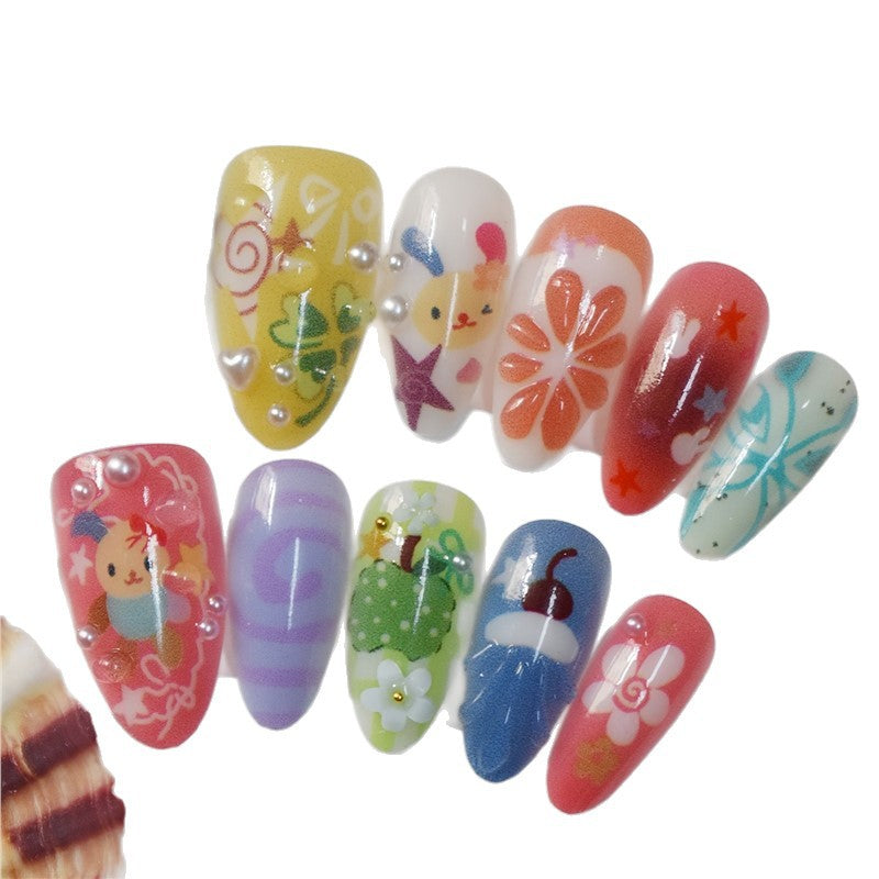Artistic Cartoon-Themed Press-On Nail Art Set Acalora