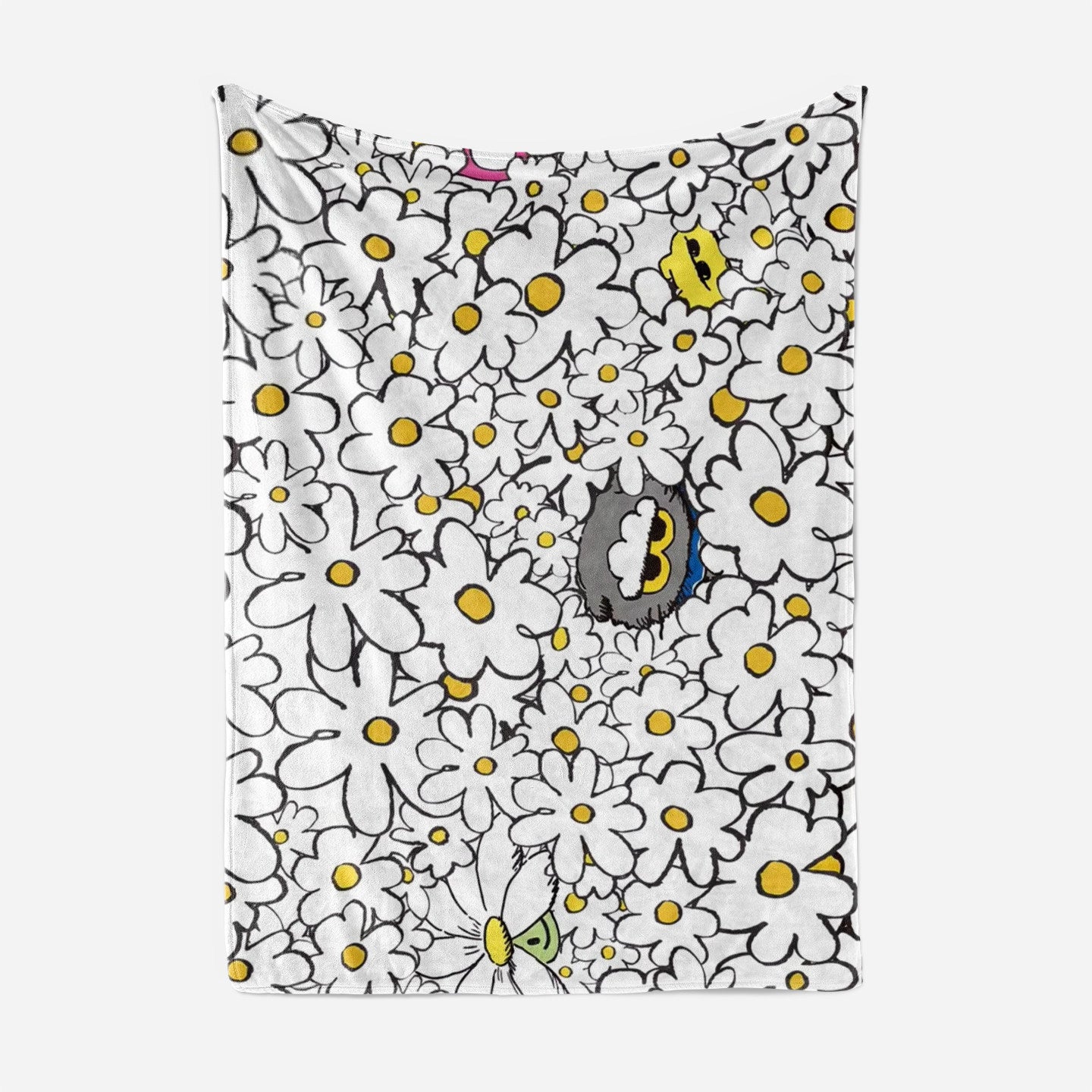 Artistic Cartoon Cat-Themed Fleece Throw Blanket